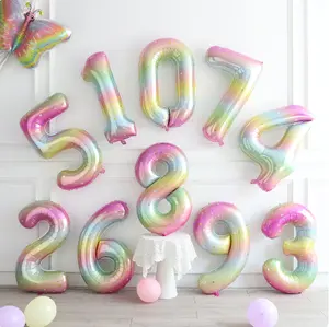 JYAO 40 inç folyo büyük gökkuşağı yıldız numarası balon düğün doğum günü partisi dekorasyon için
