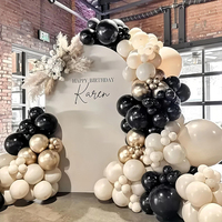 Guirlande d'arche de ballons en latex noir et or rose de luxe avec nœud papillon pour douche nuptiale et fournitures de toile de fond pour anniversaire d'adulte