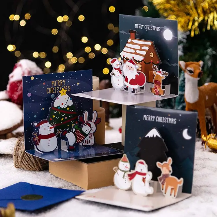 2023 Dankeschön-Karte für Weihnachten Gruß aufklappbare 3D-Weihnachtskarten mit Umschlag