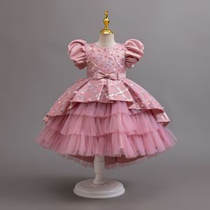 Robe de Soirée Etrangère à Manches Bouffantes pour Fille de 3 à 10 Ans, Robe de Soirée Transparente à la Mode pour Mariage, Déplorations d'Été - Product Image 4