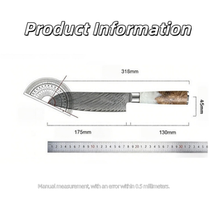 Couteau Santoku de qualité supérieure à motif Damas, manche en bois et résine, acier inoxydable tranchant, couteau de cuisine multi-usage pour viande et légumes - Product Image 5