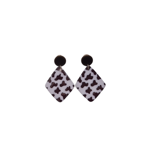 Boucles d'oreilles carrées imprimées vache en résine acrylique, bijoux à la mode pour femmes, 12 pièces - Product Image 2
