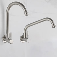 Robinet de cuisine mural en acier inoxydable sur mesure, pivotant à 360 degrés, pour eau froide uniquement, idéal pour les projets (vente en gros)