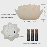 Lampu Lilin LED Tanpa Api Bentuk Bunga Lotus, Bertenaga Baterai, Cahaya Putih Hangat, Dekorasi Rumah