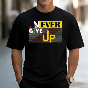 Camiseta de algodón para hombre estilo vintage al por mayor con cita, manga corta, stock en EE. UU. - Product Image 1