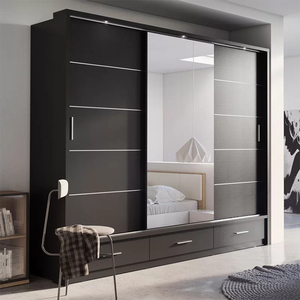 Nuovo Armadio Guardaroba Modulare in Stile Industriale per Camera da Letto Padronale con <span class=keywords><strong>Specchio</strong></span> e 3 Ante Scorrevoli - Product Image 5