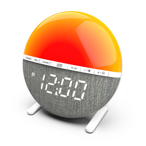 Horloge de bureau numérique intelligente avec réveil, changement de couleur électronique Luminova, logo personnalisé, 7 couleurs, lever de soleil - Product Image 1