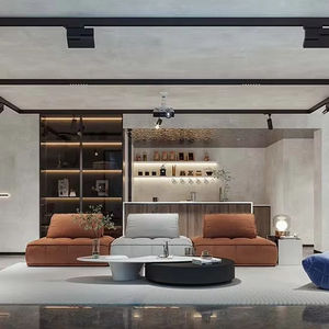 Estanterías Abiertas de Estilo Moderno, Madera Maciza con Juego de Gabinetes con Veteado de Madera para Comedor - Product Image 1