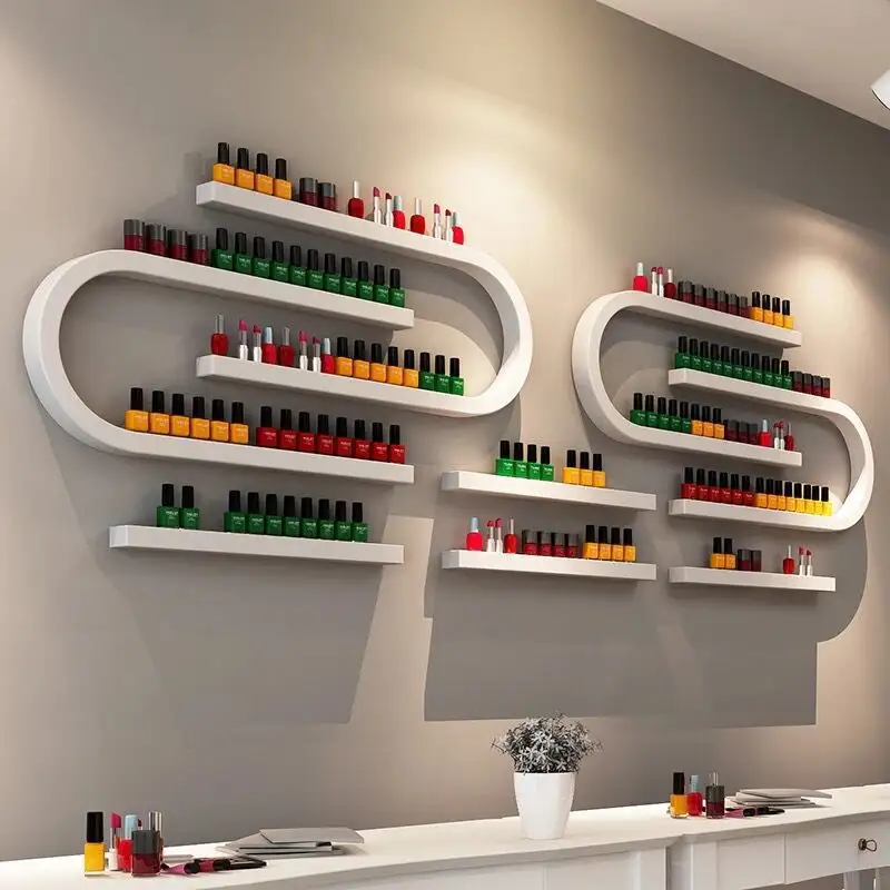 Маникюрный магазин, косметический дисплей, U-образный демонстрационный стеллаж для маникюра, лак для ногтей, пластиковая стойка, Настенный монтажный стеллаж