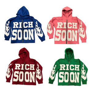 Chaqueta Personalizada de Estilo Urbano, Vintage, Unisex, con Parches Desgastados, Logotipo Bordado, Sudadera con Cremallera - Product Image 4