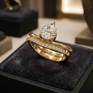 แหวนเพชรทรงลูกแพร์เพาะเลี้ยงในห้องปฏิบัติการ เงินแท้ 925 ทอง 9K 14K 18K เครื่องประดับผู้หญิงสุดหรูและแหวนหมั้น - Product Image 1