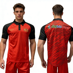 Retro Athletic Men's Red Black Contrast Polo Jersey | Back Slash Pattern & Free Custom Logo for Matches, Training & Game Days