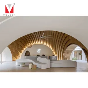 Layanan kustom desain terbaru kamar tidur bentuk melingkar kayu mewah lobi Modern lorong 3 bintang Hotel Villa furnitur