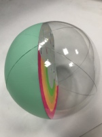 Pelota de playa impresa con logotipo personalizado, bola inflable de plástico transparente promocional para playa