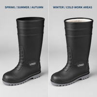 Bottes de travail en PVC basse température avec doublure en coton chaud, embout et semelle intermédiaire en acier pour l'industrie chimique, la construction, l'agriculture et l'usine