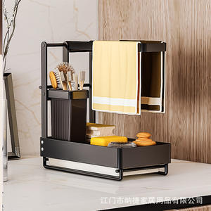 Estante moderno para paños de cocina con bandeja, plegable, de pared, con escurridor para encimera, diseño cuadrado MB-5003-BK - Product Image 4