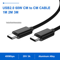 Câble USB 2.0 Type-C ULT-unite, charge rapide 480 Mbps, 20 V 3 A 60 W, gaine en nylon tressé, 1 m 2 m, données pour SCP/FCP