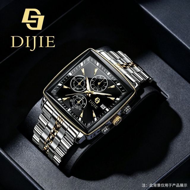 New Men's square Dial Stainless Steel Fashionable High-appearance Watch High-end Business Temperament Light Luxury Quartz Watch
