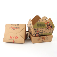 Boîte à emporter en papier kraft imprimée sur mesure, résistante à l'eau et à la graisse, boîte bento pour la restauration rapide, fourniture en gros