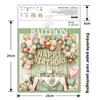 Kit d'arche de ballons pour fête d'anniversaire, comprenant des ballons lettres Joyeux Anniversaire vert crème à effet feuille d'aluminium et un rideau de pluie décoratif, fournitures de décoration en gros