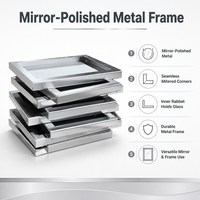 Cadre miroir en acier inoxydable poli, cadre décoratif pour miroir mural, affichage de photos, décoration intérieure