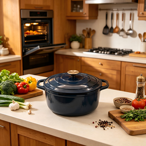Marmite hollandaise <span class=keywords><strong>en</strong></span> <span class=keywords><strong>fonte</strong></span> émaillée 1,7 L, design <span class=keywords><strong>vintage</strong></span>, antiadhésive, compatible gaz/induction, passe au lave-vaisselle et au four, produit phare - Product Image 2