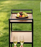 Table d'appoint roulante de style mid-century, chariot mobile avec 3 étagères, table d'appoint de canapé, étagère de rangement, salon, salle à manger, cadre en métal