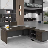 Table de bureau de luxe, table de bureau de direction, table de bureau moderne en bois, meubles en MDF, table de bureau en forme de L pour PDG