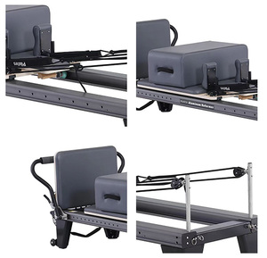 Versatile Reformer <span class=keywords><strong>Pilates</strong></span> Nero in Lega di Alluminio, Panca Pieghevole per Allenamento, Dimagrimento, Esercizi Aerobici, Fitness Domestico - Product Image 2