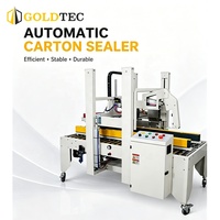Machine de scellage automatique Goldtec pour cartons de tailles variées avec pliage du couvercle supérieur pour la logistique