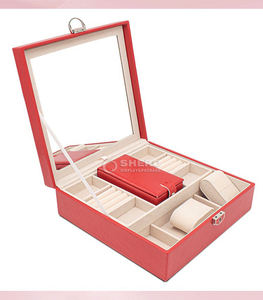 Boîte de rangement à bijoux de voyage portable en cuir PU rose personnalisée, élégante, pour boucles d'oreilles, colliers, organiseur de bijoux pour fille - Product Image 5