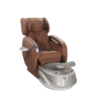 Fauteuil de pédicure et de manucure de luxe couleur marron, avec massage du dos et du corps entier, et bassin de lavage des pieds, vente directe usine