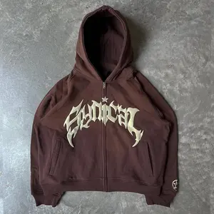 OEM Heavyweight Französisch Terry Zip Hoodies Benutzer definierte übergroße Baumwolle Fleece Zip Up Hoodie Benutzer definierte 3D Puff Printing Hoodies für Männer