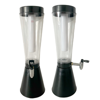 Distributeur de bière LED 3L Or Argent avec tube à glace, Distributeur de boissons portable de qualité alimentaire pour bars, pubs et fêtes