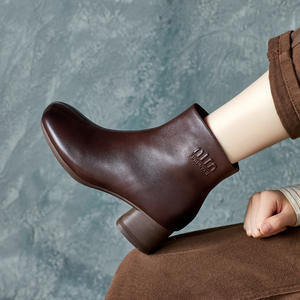 Botas de Invierno Otoño, Estilo Británico, Elegantes, de Piel Vacuna, Punta Redonda, Sin Cordones, con Punta de Acero, Impermeables, hasta la Rodilla - Product Image 2