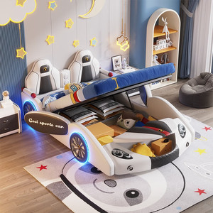 Lit enfant en forme de voiture, mobilier de chambre à coucher, lit de repos en forme de voiture de course de dessin animé, design moderne, matériau en bois écologique - Product Image 3