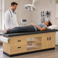 Lit d'hôpital manuel à 3 tiroirs et 2 portes, table d'examen et de traitement médical pour les soins à domicile