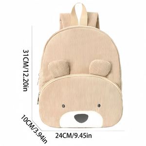 <b>Personalised</b> Cute Animals Corduroy Backpack, Custom Name School <b>Bag</b> with Cotton Rope Woven, Back to School <b>Gifts</b>, Birthday <b>Gift</b> - Product Image 4