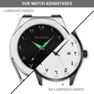 Reloj de Pulsera de Cuarzo para Hombre, de Lujo, con Logotipo Personalizado, Esfera Árabe Clásica, Plateado, Deportivo, Casual, Ultrafino, de Acero Inoxidable, con Correa de Cuero - Product Image 2