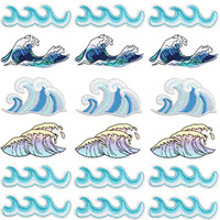 Patchs thermocollants brodés motif vague japonaise Kanagawa pour jeans, vestes, sacs à dos, chapeaux – Vente en gros DIY