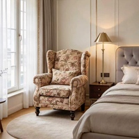 Shinestone Vintage Blumenmuster Flügelsofa Komfort-Set für Landhausstil Hotel Freizeit Eckdekoration