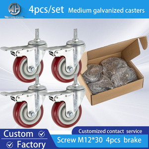 Mittelschwere verzinkte Polyurethan-Lenk rolle Doppellager-Lenk rolle mit Gewindes pindel - Product Image 4