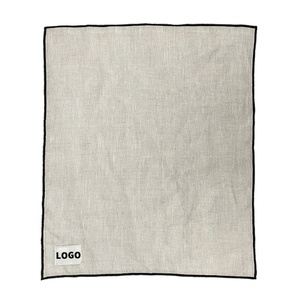 Embroidered Scalloped Edge French <b>Linen</b> <b>Table</b> Napkins Embroidered Edge Natural Plain Airplane Handmade Kitchen for Wedding - Product Image 3