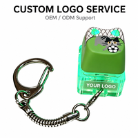 Porte-clés créatif artisanal en forme de chat de dessin animé avec interrupteur mécanique et base LED lumineuse, logo personnalisé, jouet anti-stress portable, vente en gros
