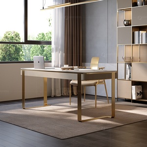 Studio individuale mobili per la casa tavolo da disegno scritto scrivania in acciaio inossidabile dorato - Product Image 3