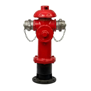 Hydrant d'incendie en fonte rouge avec capuchons et chaînes argentés, équipement de lutte contre l'incendie durable pour l'extérieur, incendies de classe A et B - Product Image 1