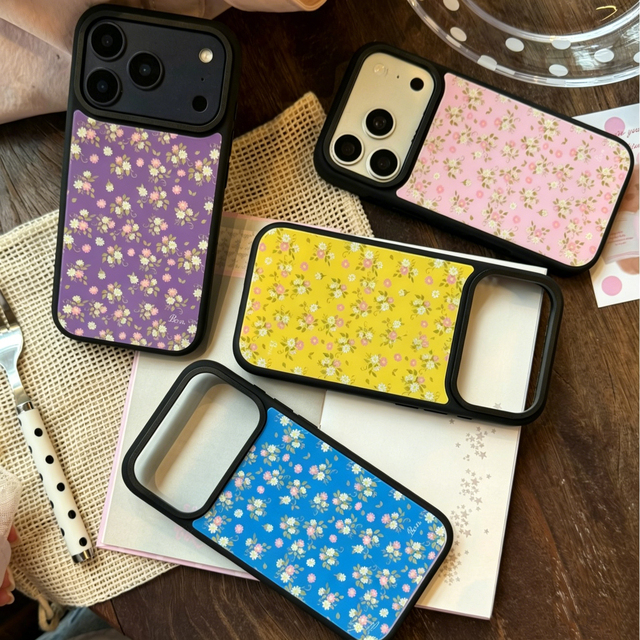 Vintage Floral Print Phone Case, Black Border Shockproof Case, Stylish Flower Pattern Cover, Slim Fit Phone Case for Women