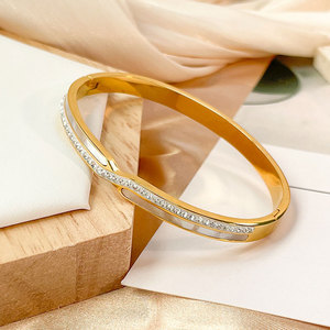 Pulsera y brazalete de acero inoxidable 316L a prueba de agua y antideslustre, chapado en oro de 14K y 18K, pulseras de diseño para mujer. - Product Image 5