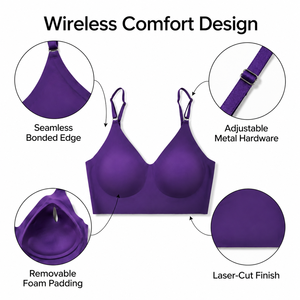 Soutien-gorge sans fil respirant et sans coutures en soie glacée, effet seconde peau, avec coussinets amovibles, pour <span class=keywords><strong>femme</strong></span> - Vente en gros - Product Image 3