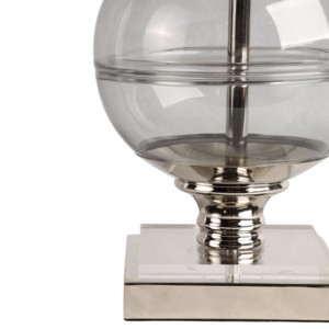 Lampada da Tavolo Globo in Vetro Moderna con Base in Vetro e Paralume in Tessuto per Camera da Letto e Soggiorno, Decorativa - Product Image 6